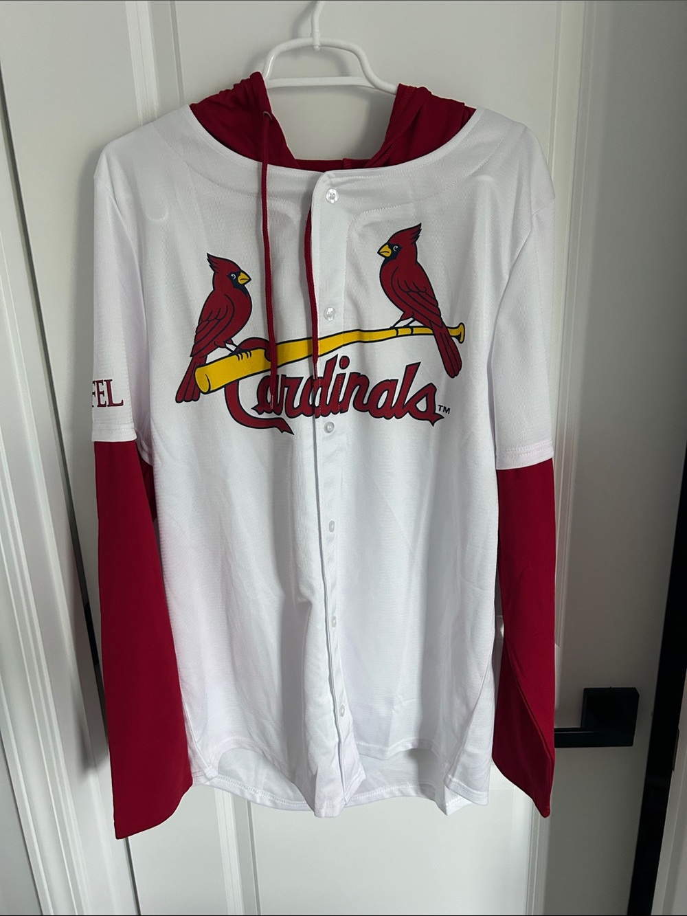 St. Louis Cardinals White & Red Pullover Button Jersey Hoodie